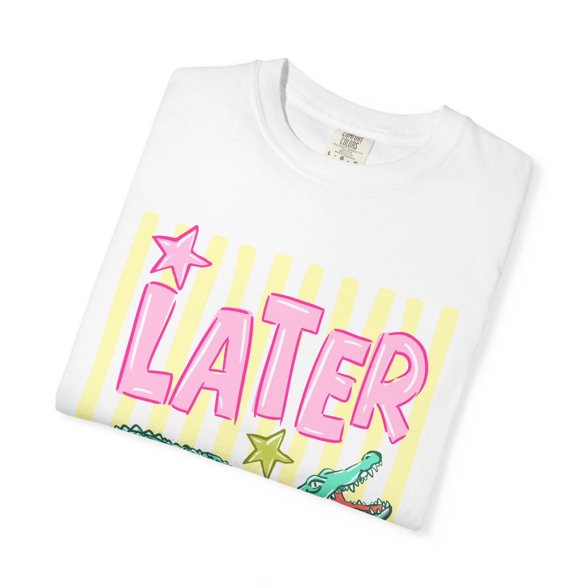 Later Alligator Graphic T-Shirt — Retro Pastel Crocodile Tee