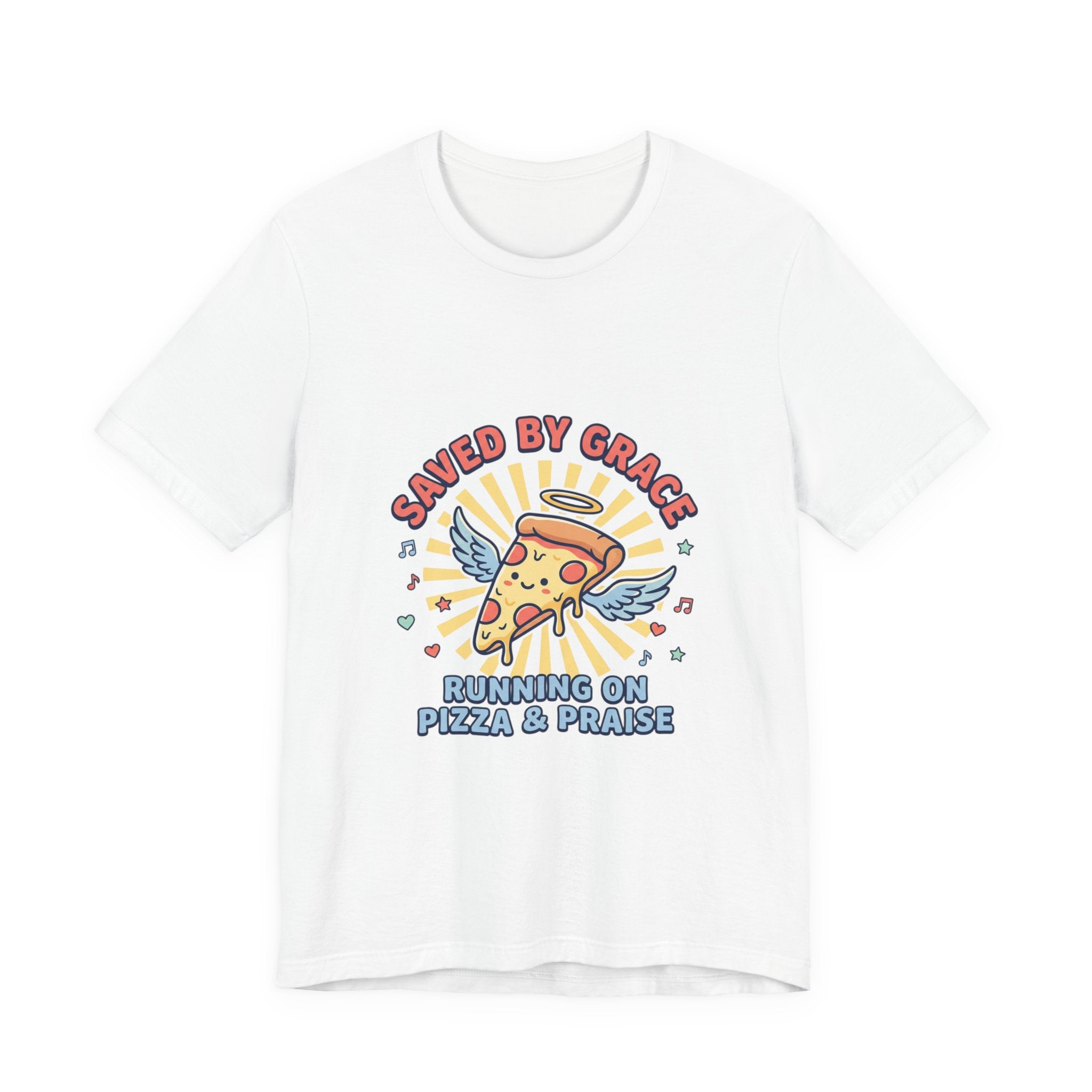 Saved By Grace Pizza Tee | Christian memes, church camp retro