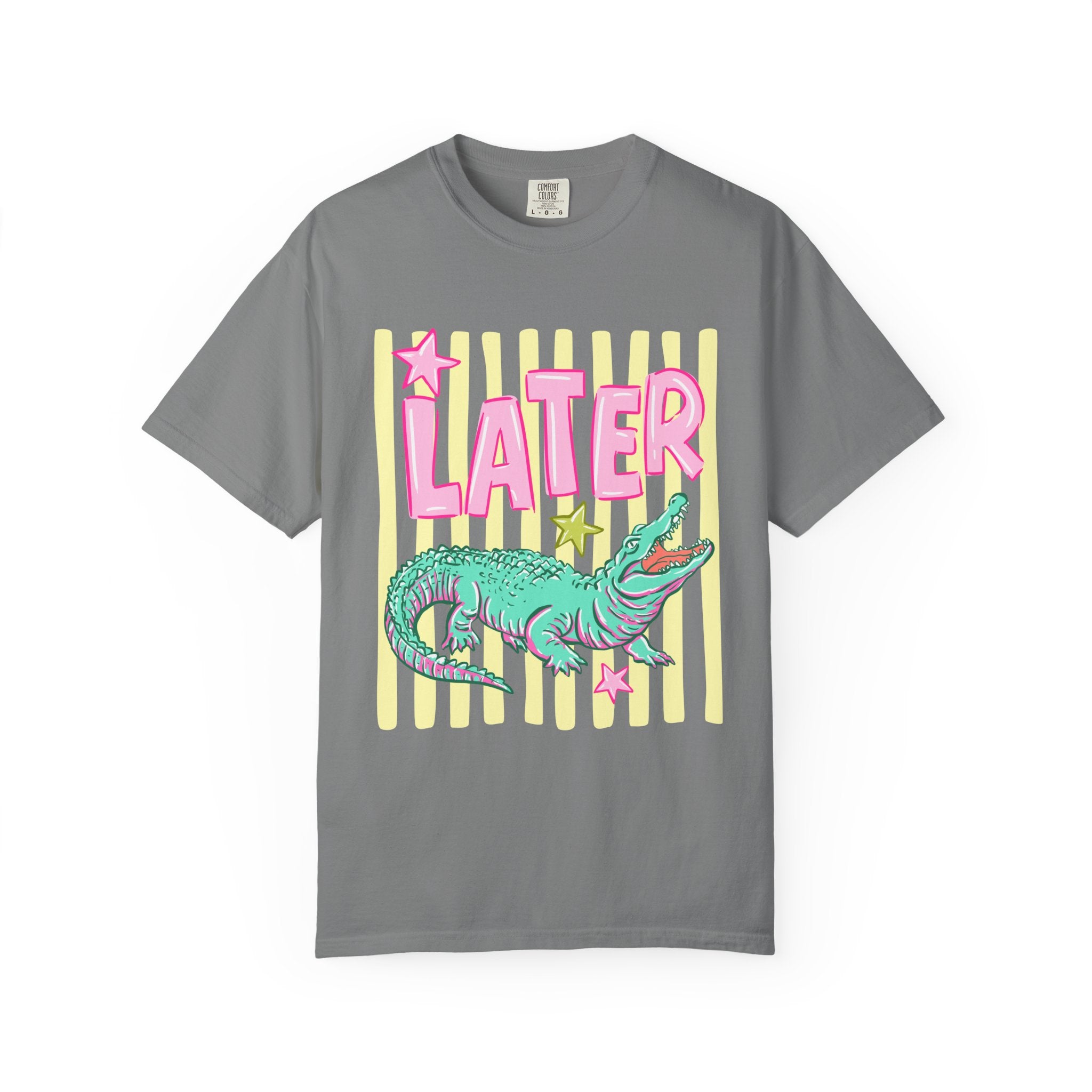 Later Alligator Graphic T-Shirt — Retro Pastel Crocodile Tee