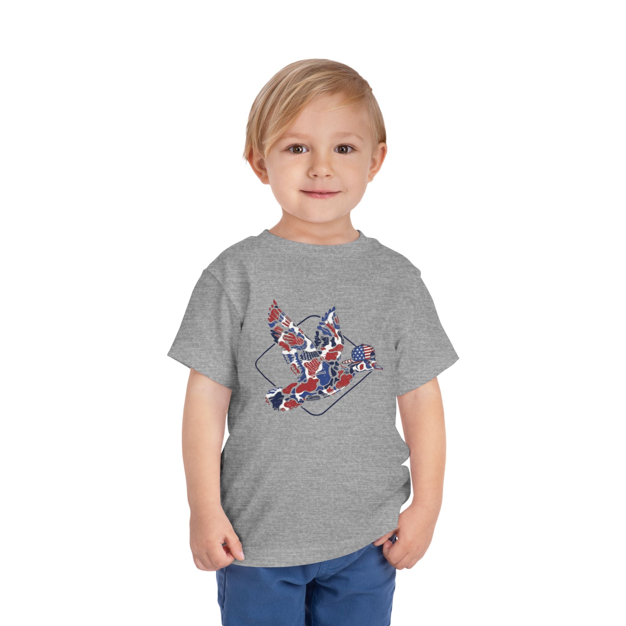 Toddler Tee — Patriotic Patchwork Dove Graphic (4th of July, Memorial Day)