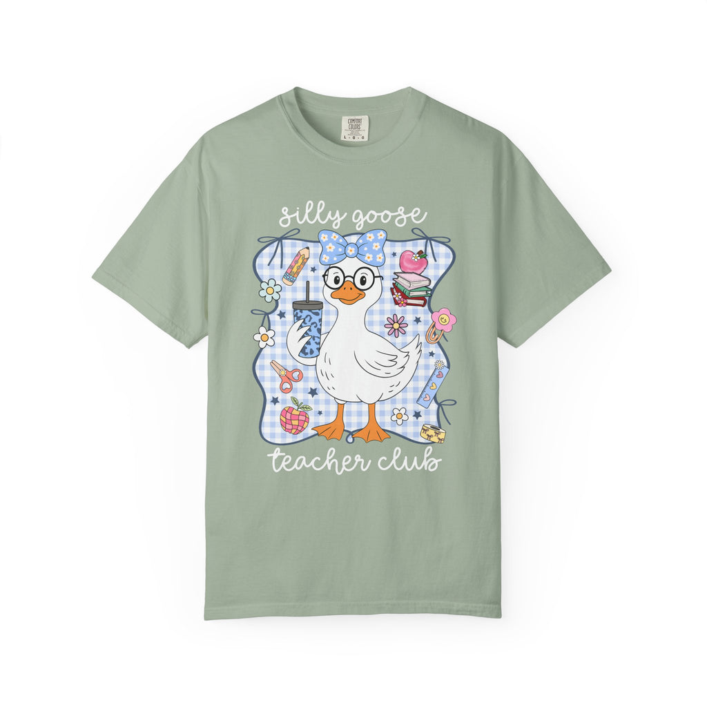 Duck with Blue Gingham Bow Tee — Cute Farm Animal Graphic T-Shirt