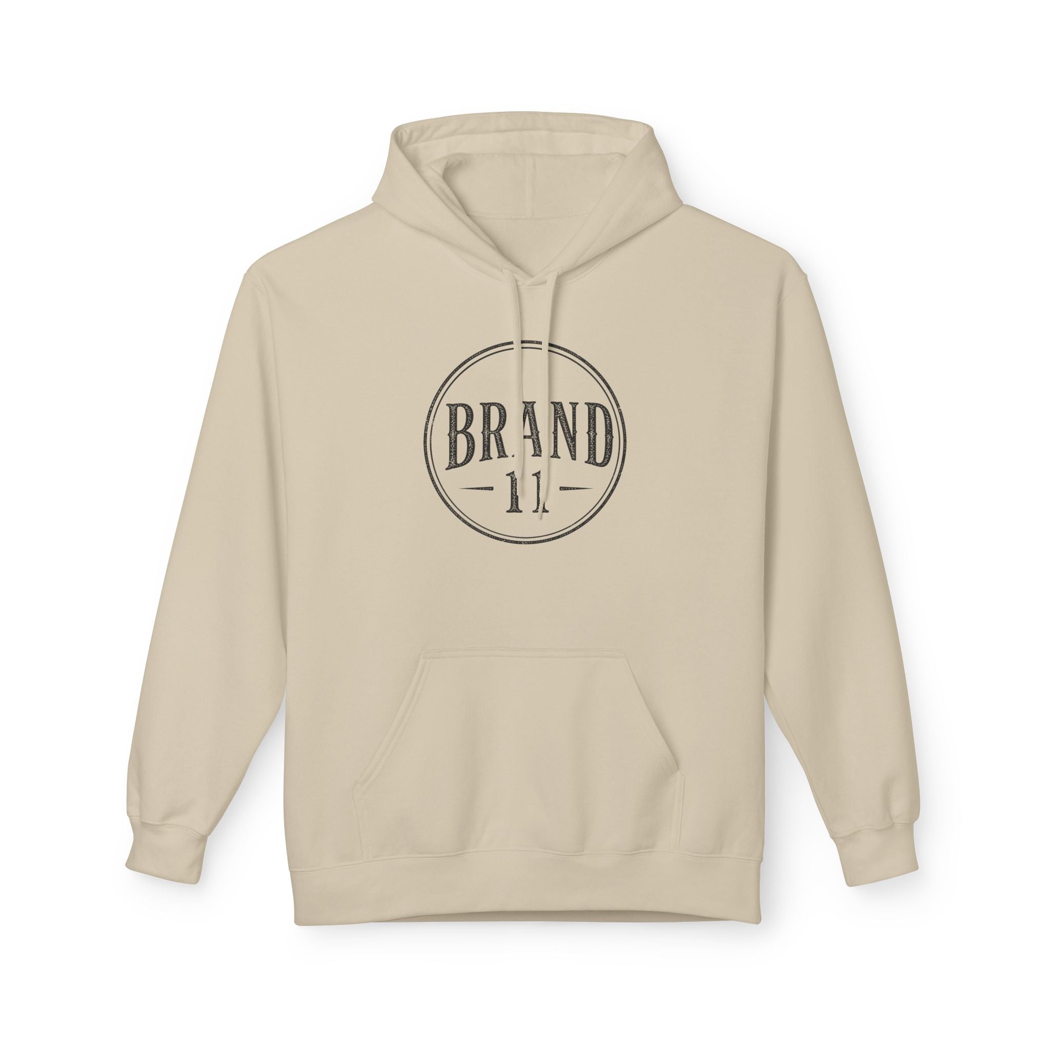 Minimal Vintage Logo Hoodie — Neutral Cream Branded Chest Print